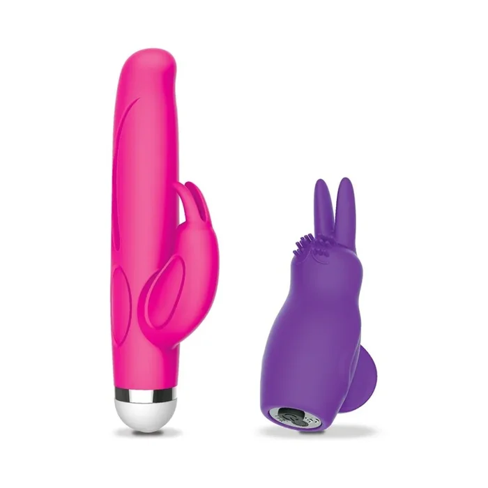 The Rabbit Company The Mini Rabbit & Finger Rabbit Couple’s Playtime Set Pink Purple