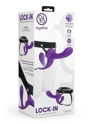 Together Lock-In Dual-Ended Vibrating Strap-On & Harness Set