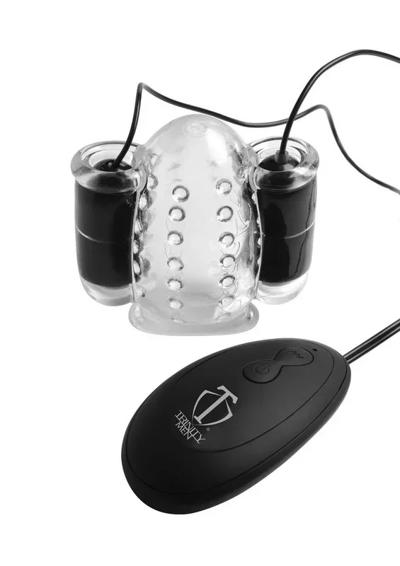 Trinity Men 20X Dual Vibrating Cock Teaser – Clear