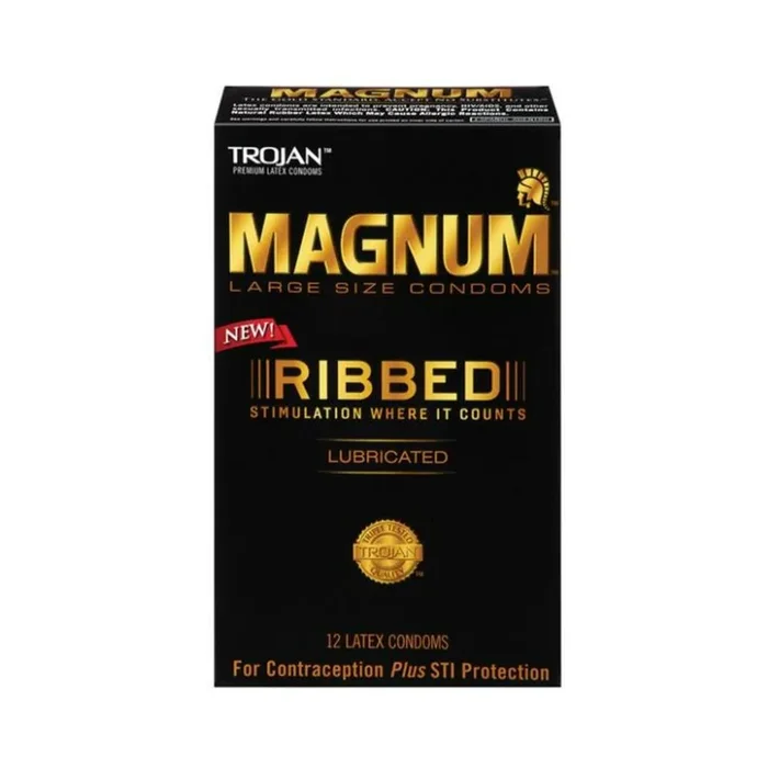 Trojan Magnum Ribbed 12 Pack Latex Condoms