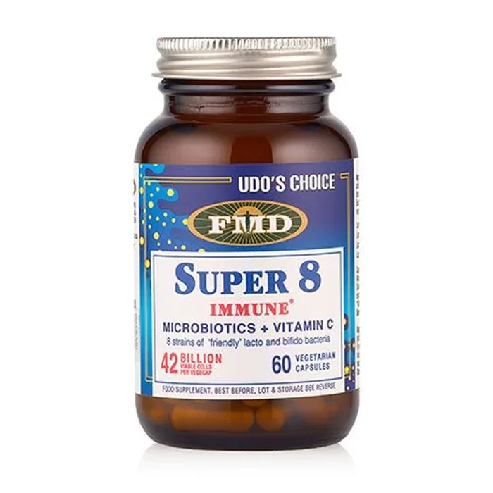 Udo’s Choice Super 8 Immune Microbiotics + Vitamin C – 60 Capsules