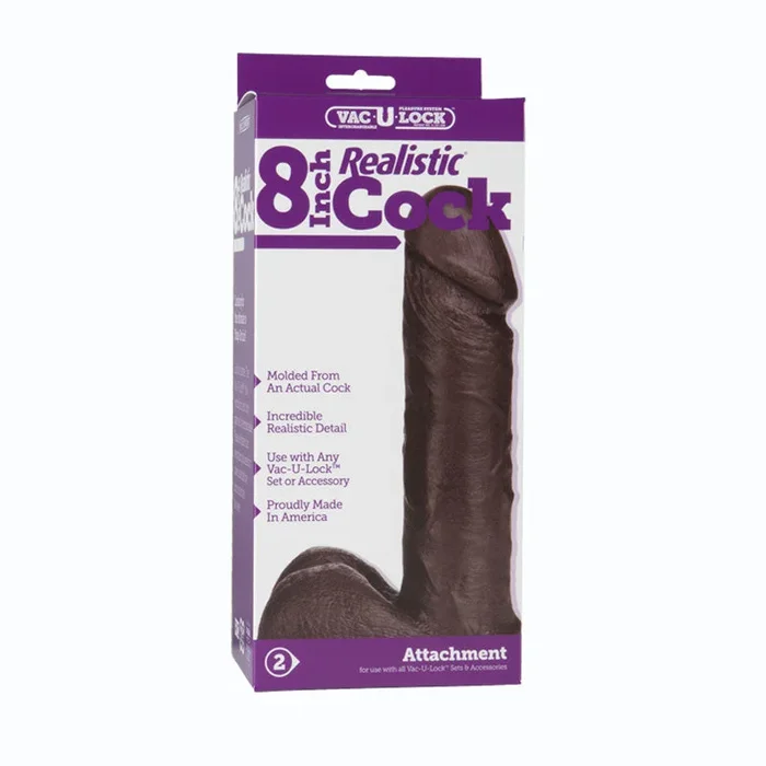 Vac-U-Lock 8″ Realistic Cock – Brown