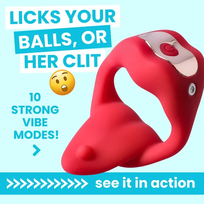 Vibrating Mouth Cock Ring – Soft, Bendable Tongue Licks Your Balls (Or Her Clit!)