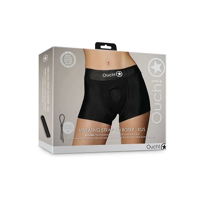 Vibrating Strap On Boxer – Black XS/S