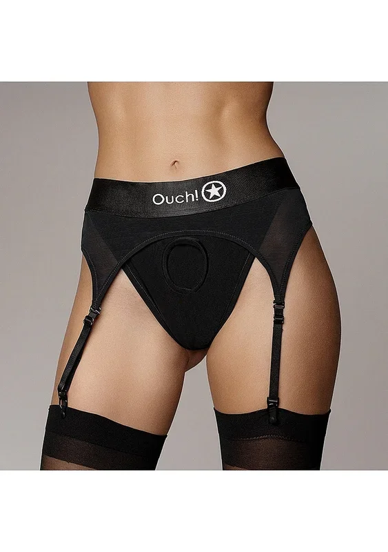 Vibrating Strap-on Thong with Adjustable Garters
