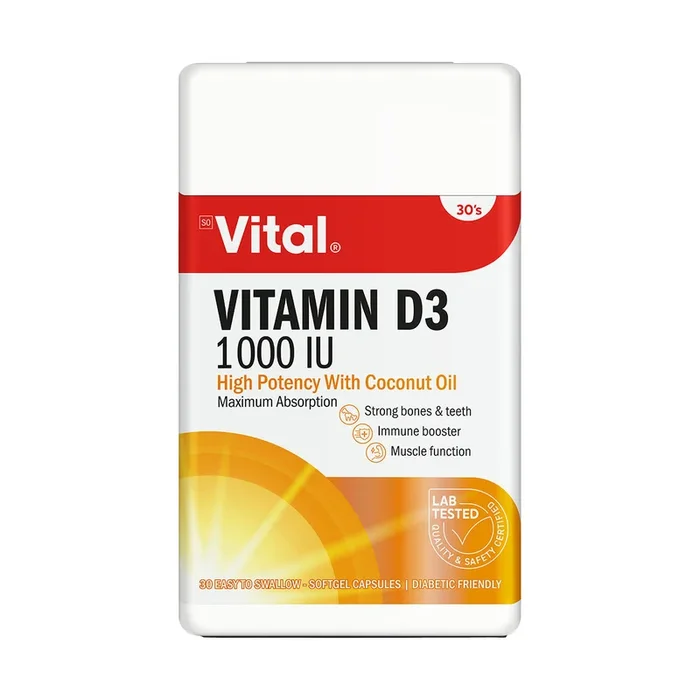 Vital Vitamin D3 1000iu 30 Capsules