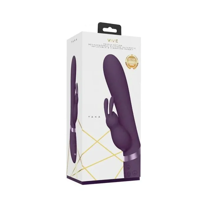 Vive – Taka Rechargeable Auto-inflatable Triple-motor Silicone Rabbit – Purple