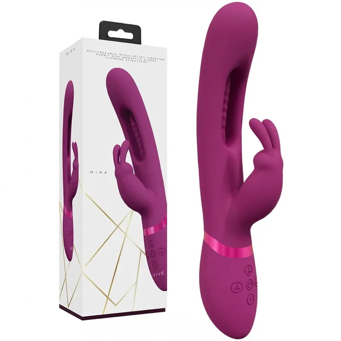 VIVE Mika – Pink 23.2 cm Rabbit Vibrator with Flapping Shaft