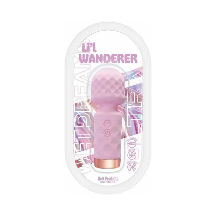 Wet Dreams Lil’ Wanderer Mini Massage Wand Multi-Speed Silicone Pink