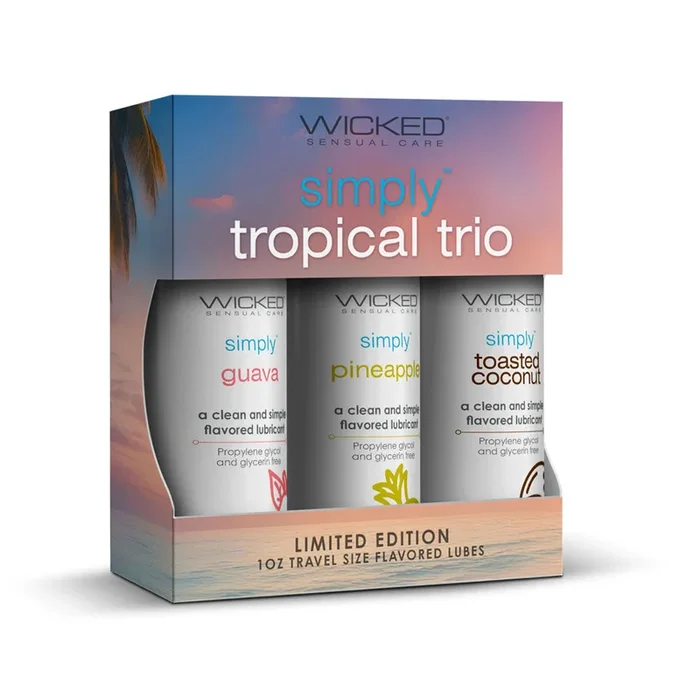 Wicked Simply Tropical Trio – Flavoured Water Based Lubricants – Set of 3 x 30 ml Bottles