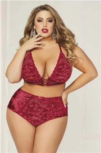Wine Not Bralette & Panty Set 10817X-Wine-3X/4X (H)