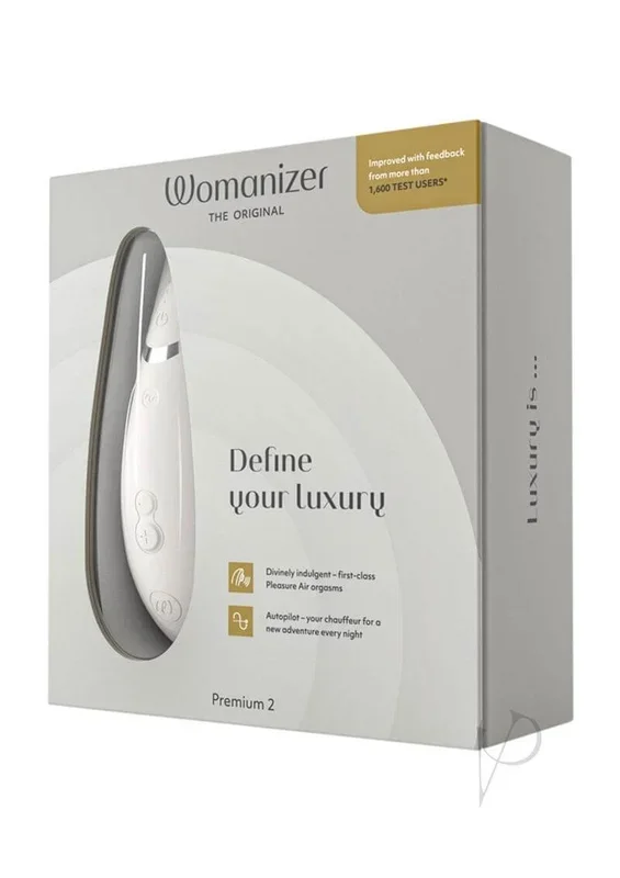 Womanizer Premium 2 Rechargeable Clitoral Stimulator – Silicone, Warm Gray, Pleasure Air Technology