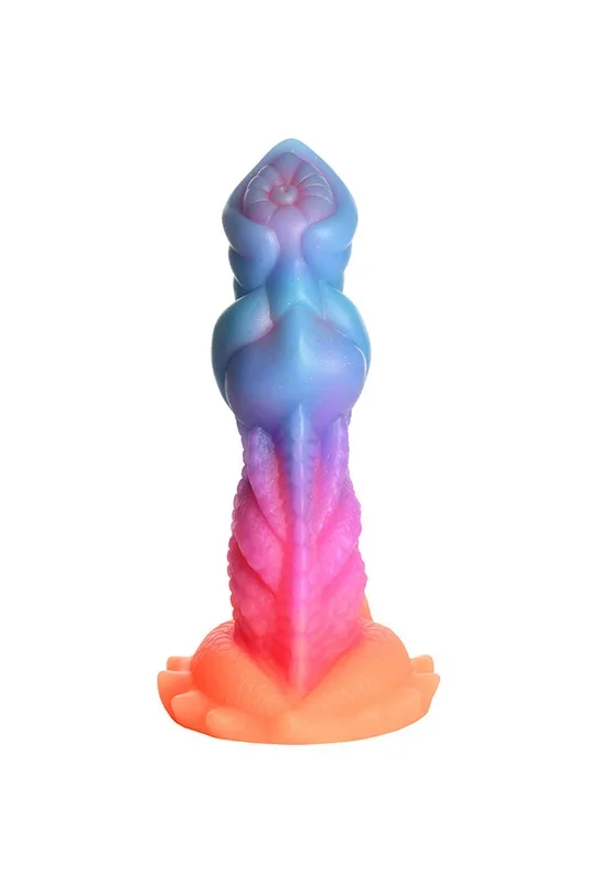 XR Brands – Creature Cocks – Aqua Cock Glow-in-the-Dark Silicone Dildo – Multicolour