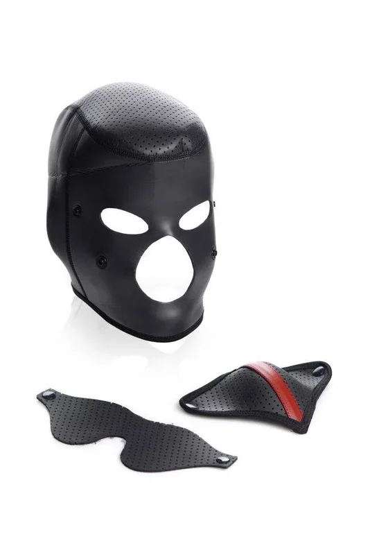 XR Brands – Master Series – Scorpion Hood with Removable Blindfold and Mask – Black