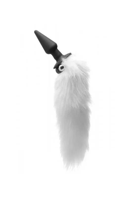 XR Brands – Tailz – White Fox Vibrating Anal Plug – White/Black