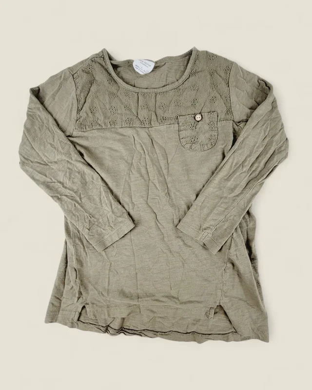 ZARA GREEN LONG SLEEVE TOP GIRLS 6Y PRE-LOVED