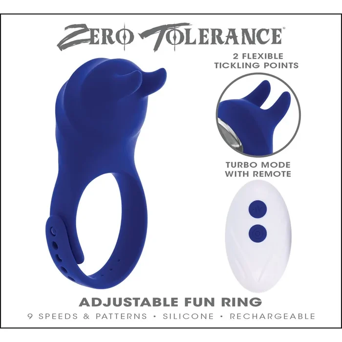 Zero Tolerance – Adjustable Fun Ring Remote Control Cock Ring (Blue)