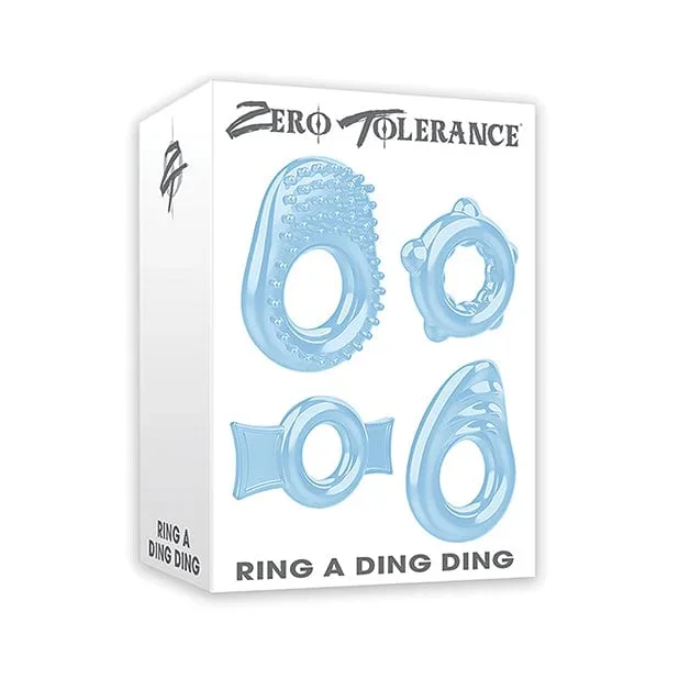 Zero Tolerance – Ring a Ding Ding Set of 4 Textured Cock Rings (Blue)
