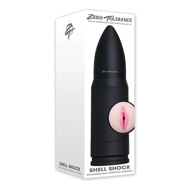 Zero Tolerance – Shell Shock Rechargeable Vibrating Stroker Masturbator (Black)