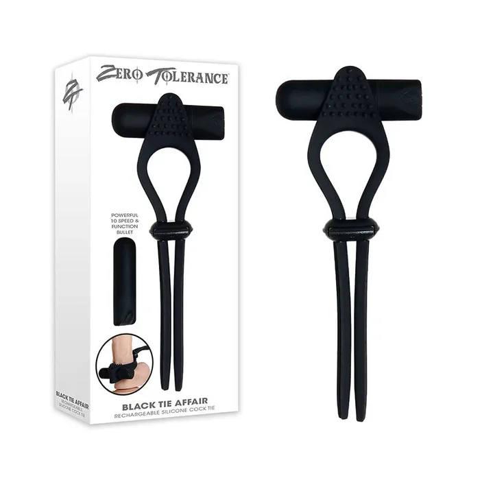 Zero Tolerance Black Tie Affair – Black USB Rechargeable Vibrating Lasoo Cock Ring