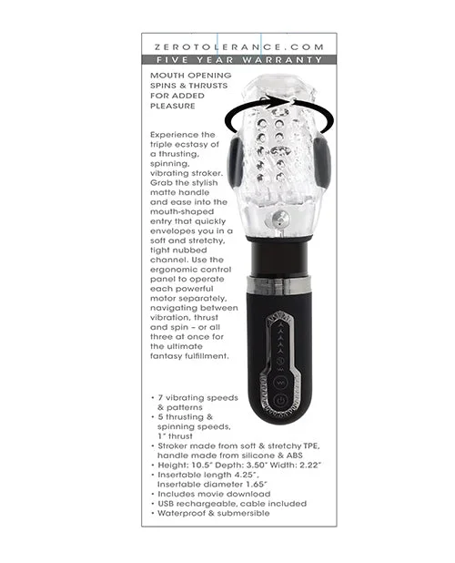 Zero Tolerance Thrill Ride Rechargeable Stroker – Black/Clear