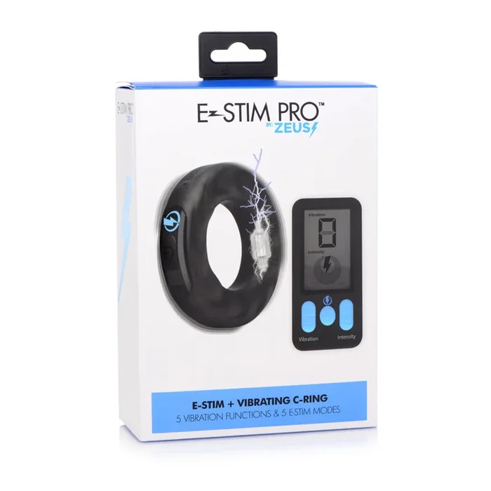 Zeus Electrosex E-Stim Pro Silicone Vibrating Cock Ring w/Remote – Black