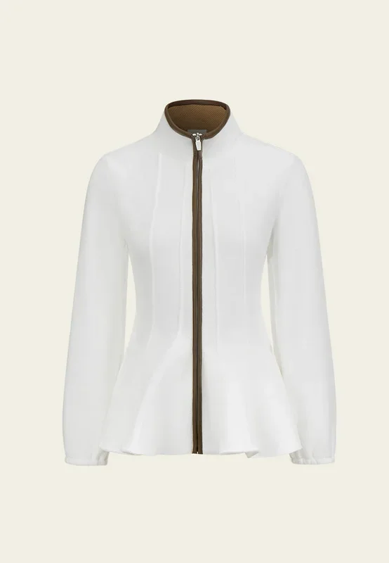 Zip-fastening Faux-leather Trim Fishtail-hem jacket