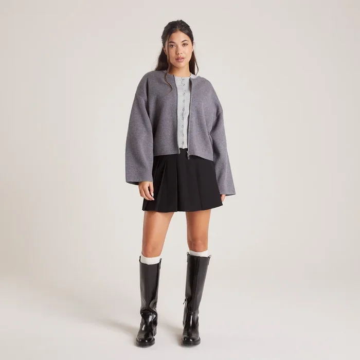 Zip-Up Cardigan – Charcoal