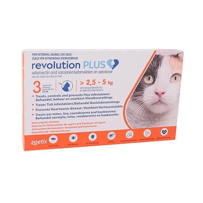 Zoetis Revolution Plus Orange 2.5kg to 5kg 0.5ml x 3 Tubes