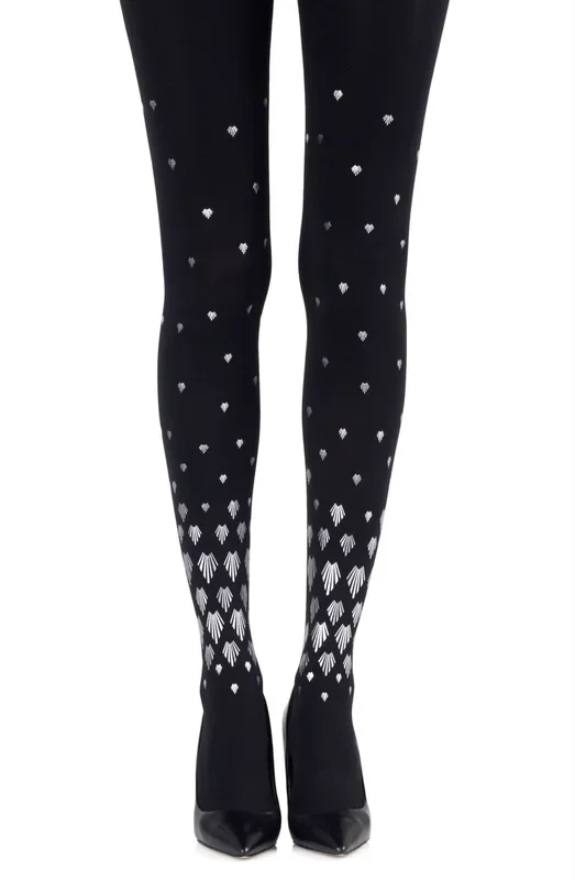 Zohara “Shell Out” Black Print Tights