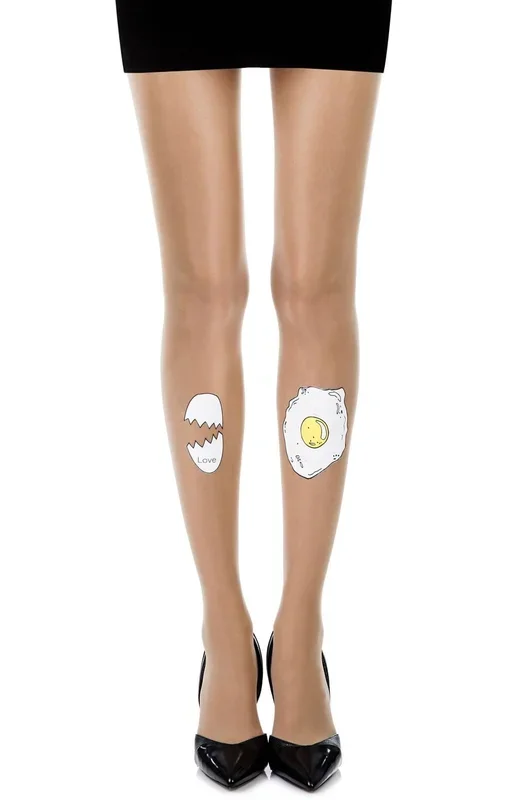 Zohara “Sunny Side Up” Skin Sheer Print Tights